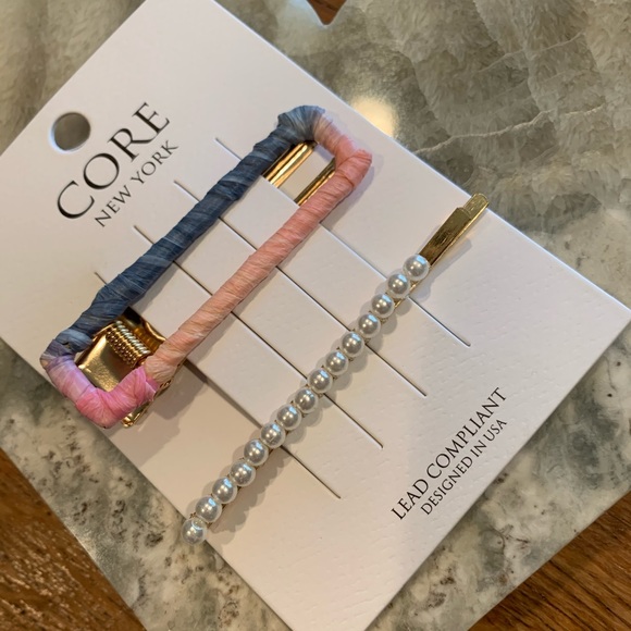 Raffia wrapped and pearl hair pin set Core NY - Picture 3 of 4